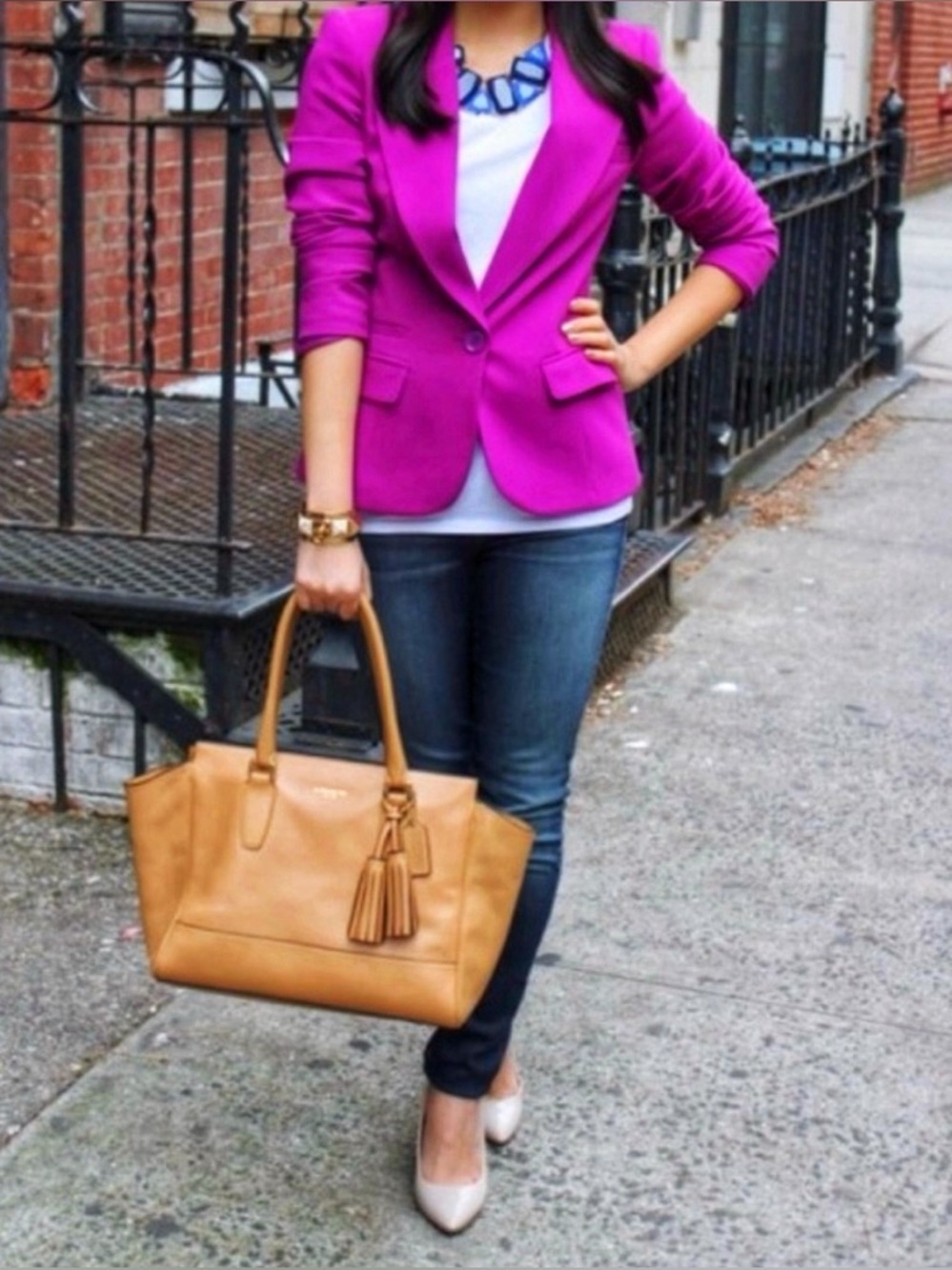 *NWOT* Forever 21 Magenta/Purple Fitted Blazer w/ Tailored Silhouette (size M) - Picture 2 of 9